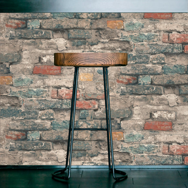 Brick Alley Blue Peel & Stick Wallpaper with Industrial Exposed Brick Pattern - York RMK11080WP