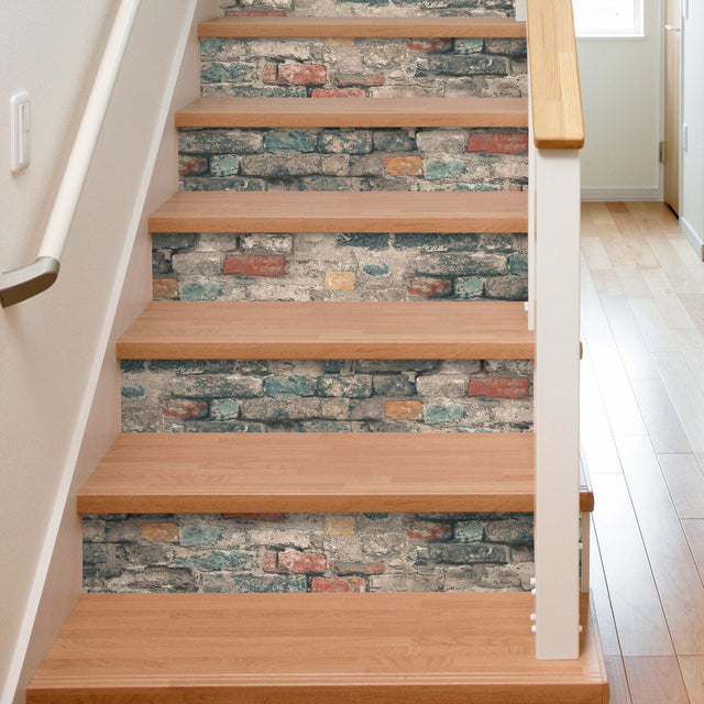 Brick Alley Blue Peel & Stick Wallpaper with Industrial Exposed Brick Pattern - York RMK11080WP