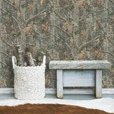 Kanati Camo Green Peel & Stick Wallpaper with Botanical Leaf Camouflage - York RMK11081WP