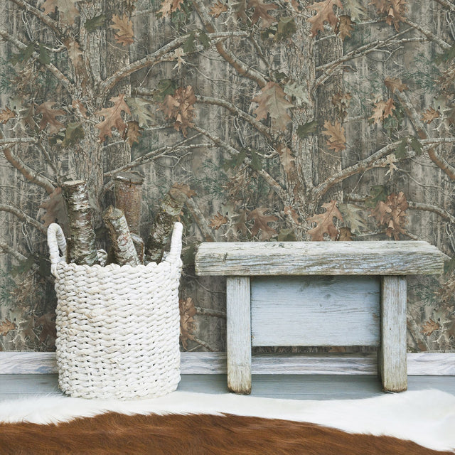 Kanati Camo Green Peel & Stick Wallpaper with Botanical Leaf Camouflage - York RMK11081WP