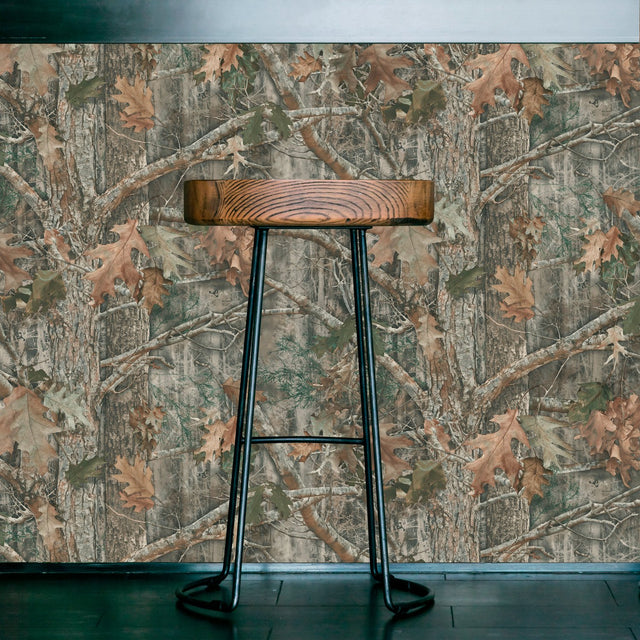 Kanati Camo Green Peel & Stick Wallpaper with Botanical Leaf Camouflage - York RMK11081WP