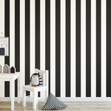 Awning Stripe Black Peel & Stick Wallpaper with Traditional Global Stripes Pattern - York RMK11082WP