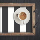 Awning Stripe Black Peel & Stick Wallpaper with Traditional Global Stripes Pattern - York RMK11082WP