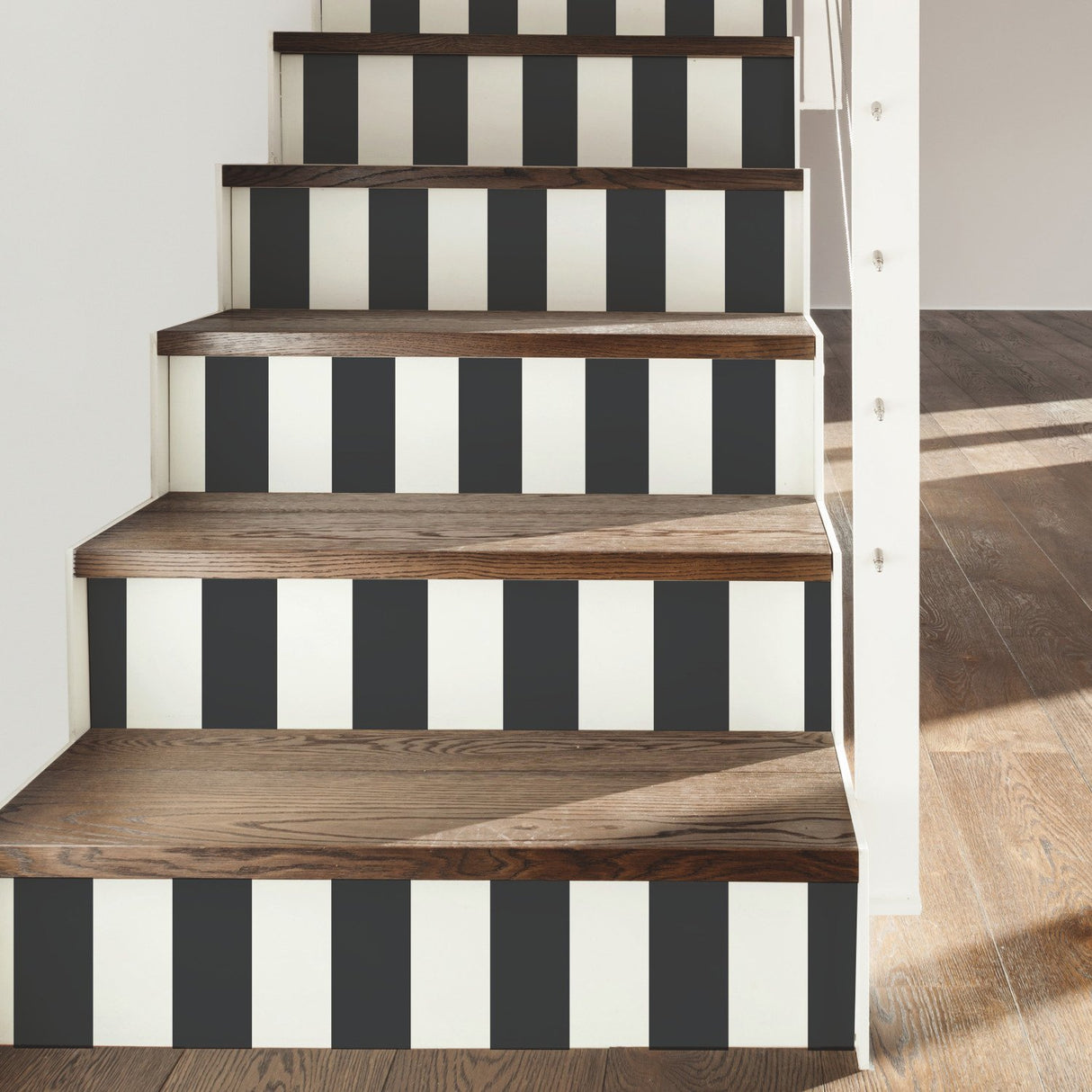 Awning Stripe Black Peel & Stick Wallpaper with Traditional Global Stripes Pattern - York RMK11082WP