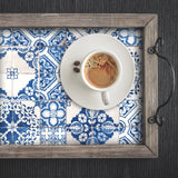 Mediterranean Tile Blue Peel & Stick Wallpaper with Global Modern Tiles Pattern - York RMK11083WP