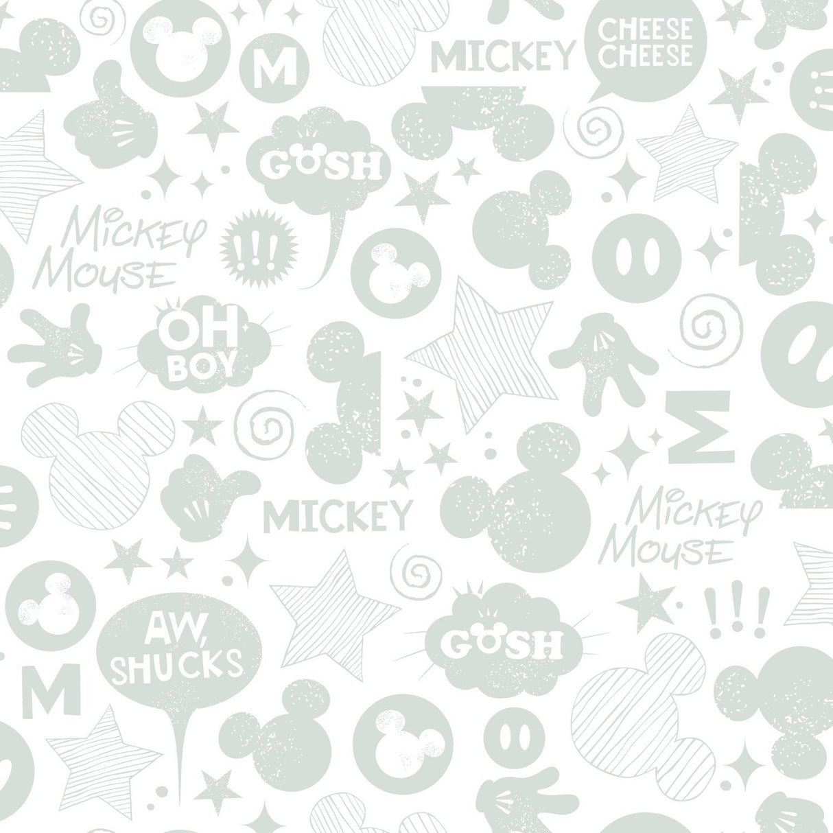 Mickey Mouse Icons Silver Peel & Stick Wallpaper with Metallic Accents - York RMK11152WP