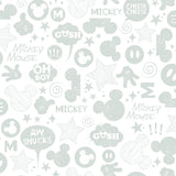 Mickey Mouse Icons Silver Peel & Stick Wallpaper with Metallic Accents - York RMK11152WP