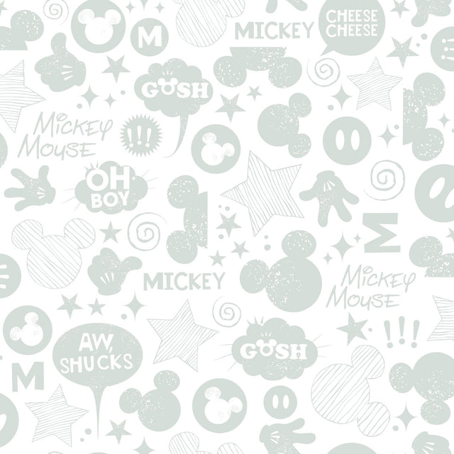 Mickey Mouse Icons Silver Peel & Stick Wallpaper with Metallic Accents - York RMK11152WP