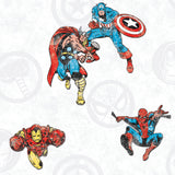 Avengers Classic Red Peel & Stick Wallpaper with Vintage Superhero Motif - York RMK11167RL