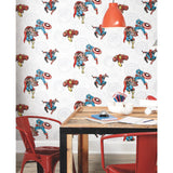 Avengers Classic Red Peel & Stick Wallpaper with Vintage Superhero Motif - York RMK11167RL