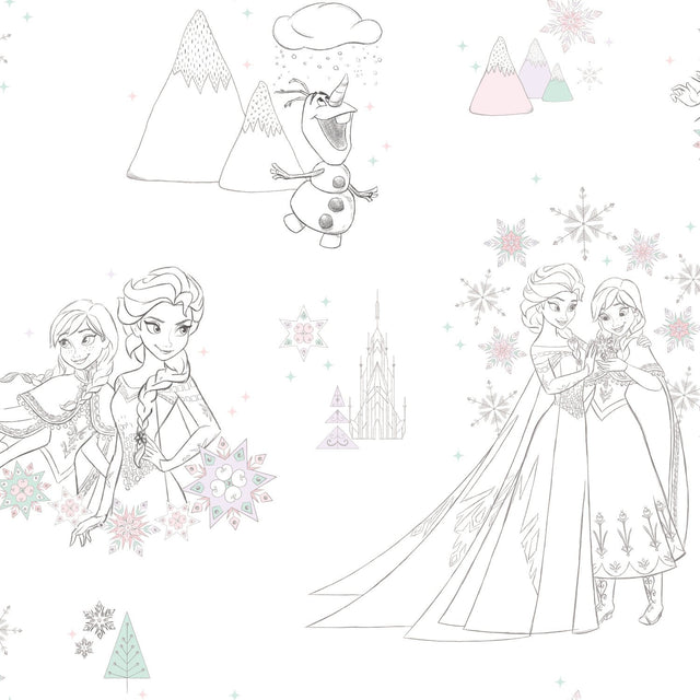 Disney Frozen Pink Peel & Stick Wallpaper with Novelty Kids Pattern - York RMK11169RL