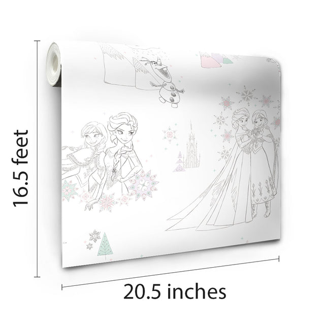 Disney Frozen Pink Peel & Stick Wallpaper with Novelty Kids Pattern - York RMK11169RL