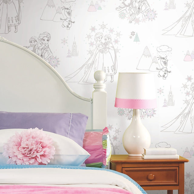 Disney Frozen Pink Peel & Stick Wallpaper with Novelty Kids Pattern - York RMK11169RL