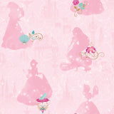 Disney Princess Pink Peel & Stick Wallpaper with Whimsical Novelty Princess Silhouettes - York RMK11170RL