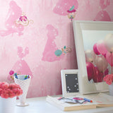 Disney Princess Pink Peel & Stick Wallpaper with Whimsical Novelty Princess Silhouettes - York RMK11170RL