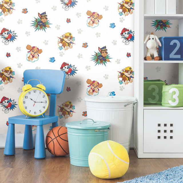 Paw Patrol Blue Peel & Stick Wallpaper with Kids Novelty Pattern - York RMK11175RL