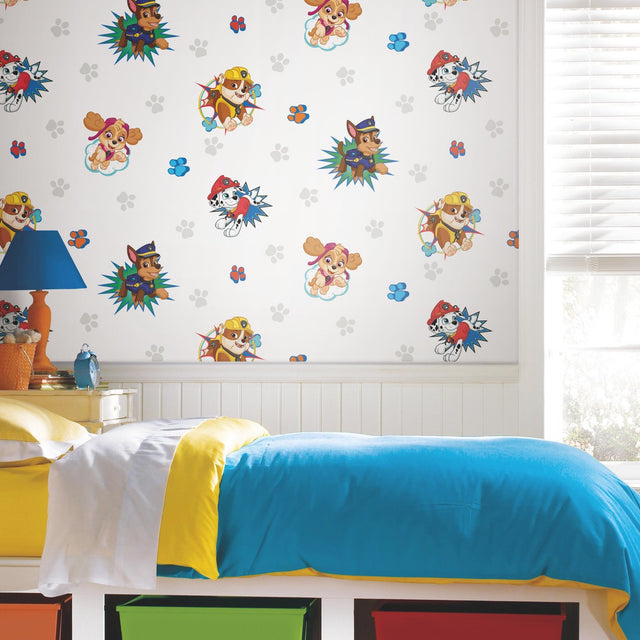 Paw Patrol Blue Peel & Stick Wallpaper with Kids Novelty Pattern - York RMK11175RL