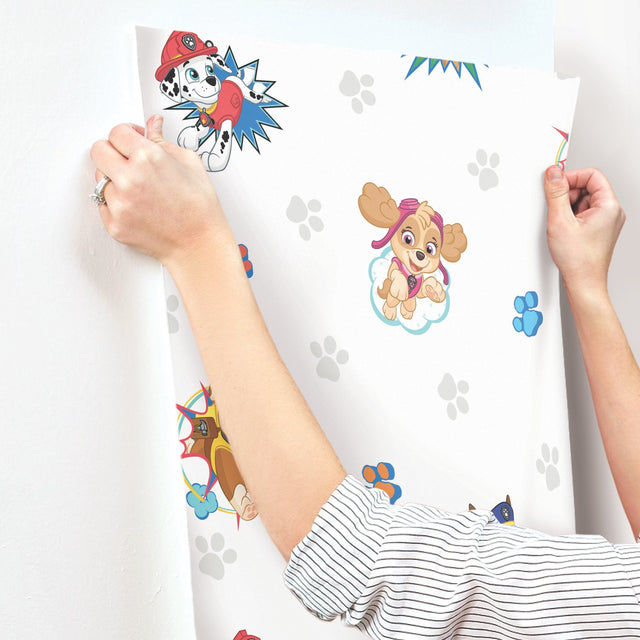 Paw Patrol Blue Peel & Stick Wallpaper with Kids Novelty Pattern - York RMK11175RL