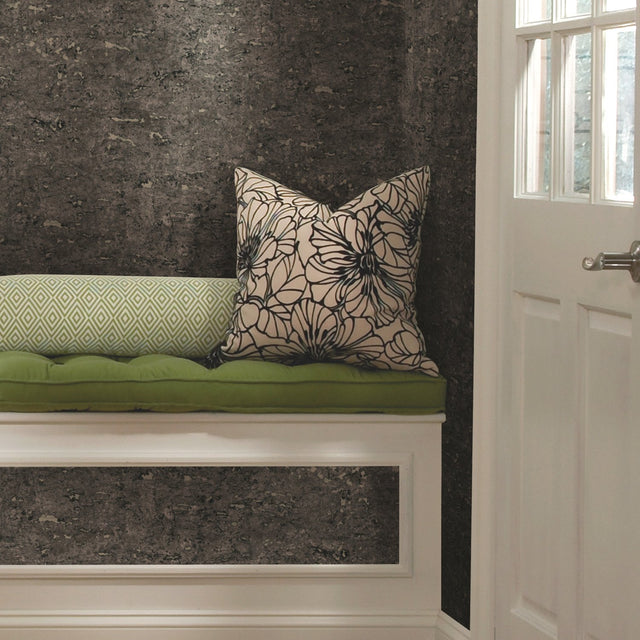 Faux Cork Charcoal Grey Peel & Stick Wallpaper