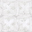 Tin Tile White Peel and Stick Wallpaper by RoomMates RMK11209WPZ - Industrial Vinyl Tile Pattern