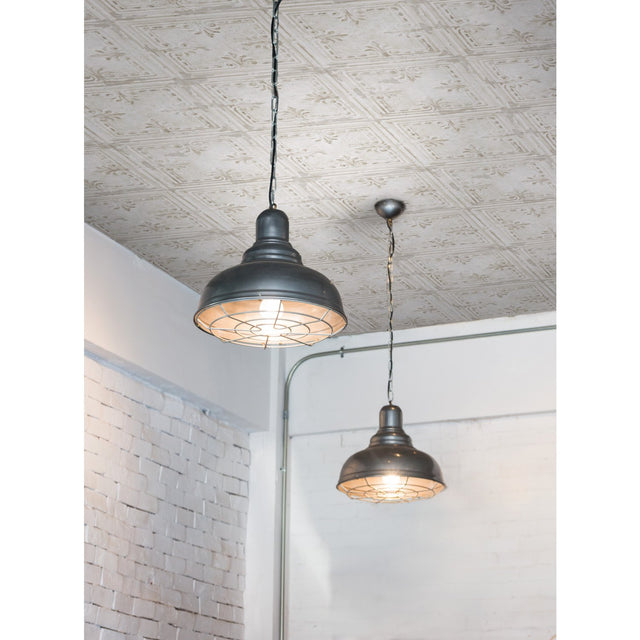 Tin Tile White Peel & Stick Wallpaper with Metallic Industrial Tile Pattern - York RMK11209WP