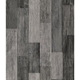 Weathered Wood Plank Black Peel & Stick Wallpaper with Rustic Wood Plank Pattern - York RMK11210WP