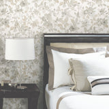 Watercolor Floral Tan Peel & Stick Wallpaper with Botanical Floral Pattern, Transitional Style - York RMK11235WP