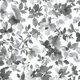 Watercolor Floral Black Peel & Stick Wallpaper with Botanical Floral Pattern - York RMK11236WP
