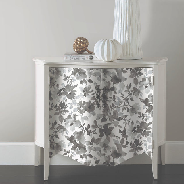 Watercolor Floral Black Peel & Stick Wallpaper with Botanical Floral Pattern - York RMK11236WP