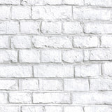 White Brick White Peel & Stick Wallpaper with Realistic Brick Pattern, Industrial Style - York RMK11237WP