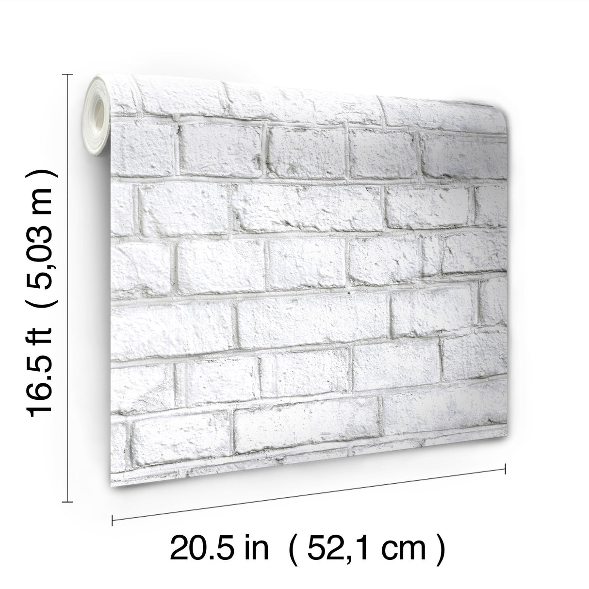 White Brick White by RoomMates Peel and Stick Removable Industrial Brick Stone Wallpaper for Walls, Furniture, and DIY Crafts - RMK11237WPZ