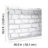 White Brick White by RoomMates Peel and Stick Removable Industrial Brick Stone Wallpaper for Walls, Furniture, and DIY Crafts - RMK11237WPZ