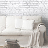 White Brick White Peel & Stick Wallpaper with Realistic Brick Pattern, Industrial Style - York RMK11237WP