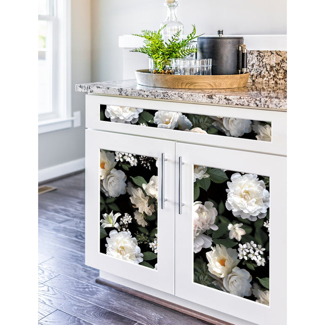 Photographic Floral Black Peel & Stick Vinyl Wall Mural with Botanical Flower Pattern - York RMK11239M