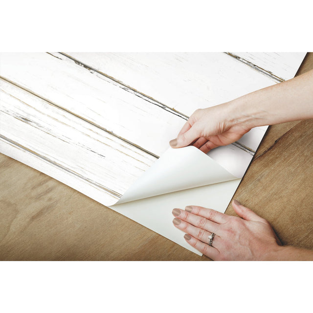 Shiplap White Peel & Stick Wallpaper with Farmhouse Wood Motif - York RMK11240WP