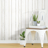 Shiplap White Peel & Stick Wallpaper with Farmhouse Wood Motif - York RMK11240WP