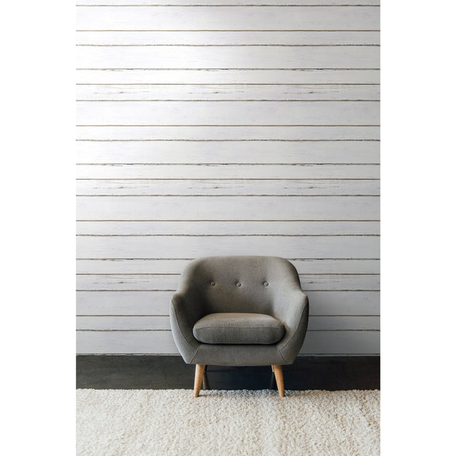 Shiplap White Peel & Stick Wallpaper with Farmhouse Wood Motif - York RMK11240WP