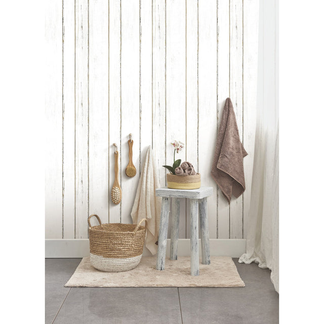 Shiplap White Peel & Stick Wallpaper with Farmhouse Wood Motif - York RMK11240WP