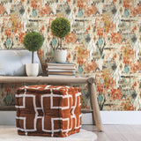 Aztec Orange Peel & Stick Wallpaper with Geometric Abstract Pattern - RoomMates RMK11247RL