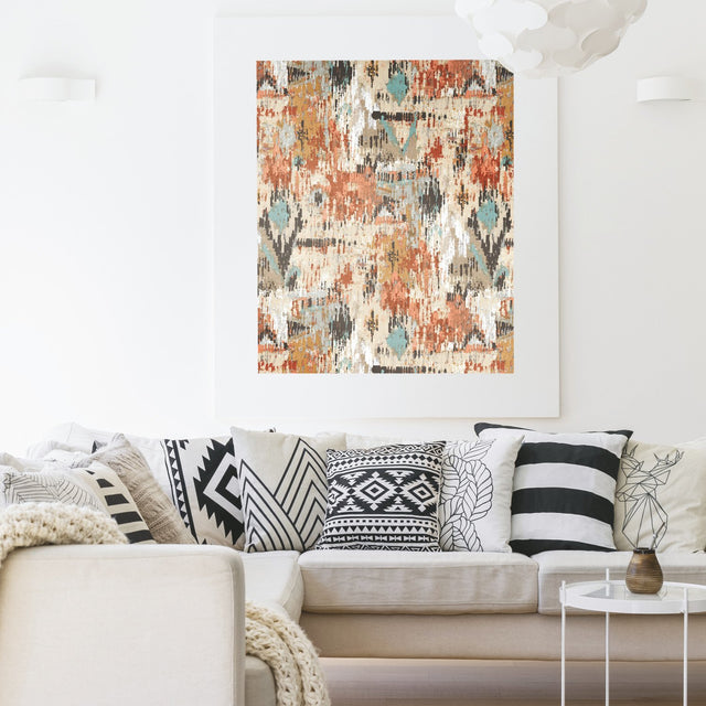 Aztec Orange Peel & Stick Wallpaper with Geometric Abstract Pattern - RoomMates RMK11247RL