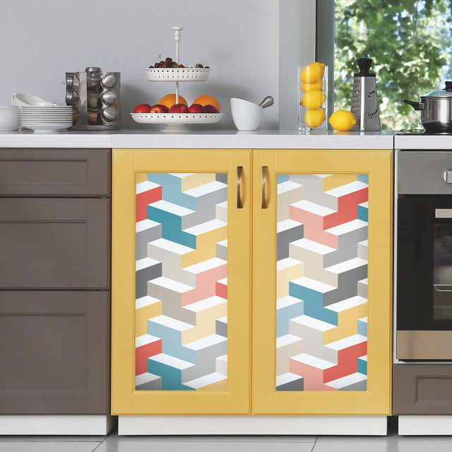 3D Steps Multicolor Peel & Stick Wallpaper with Modern Geometric Pattern - York RMK11250RL