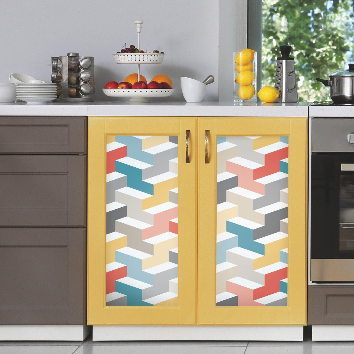 3D Steps Multicolor Peel & Stick Wallpaper with Modern Geometric Pattern - York RMK11250RL SAMPLE