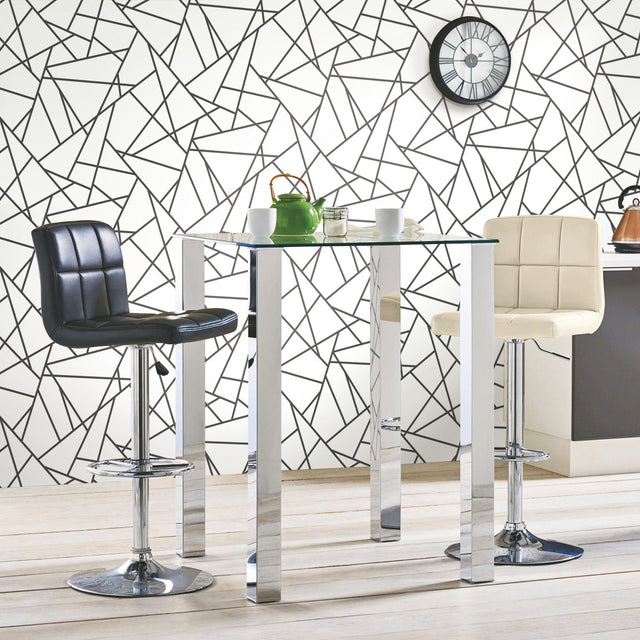 Fracture Black Peel & Stick Wallpaper with Modern Geometric Pattern - York RMK11267WP