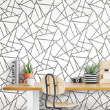 Fracture Black Peel & Stick Wallpaper with Modern Geometric Pattern - York RMK11267WP