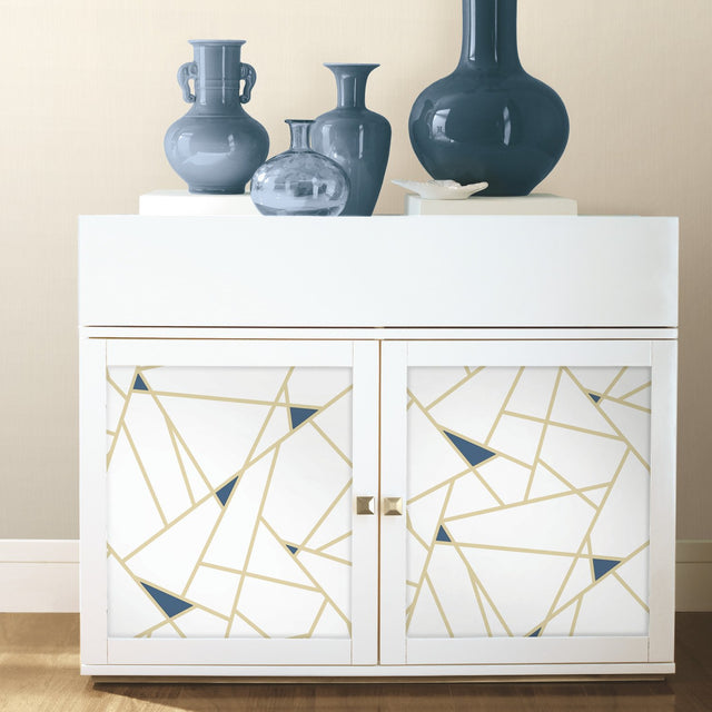 Fracture Gold Peel & Stick Wallpaper with Metallic Geometric Pattern - York RMK11268WP