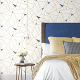 Fracture Gold Peel & Stick Wallpaper with Metallic Geometric Pattern - York RMK11268WP