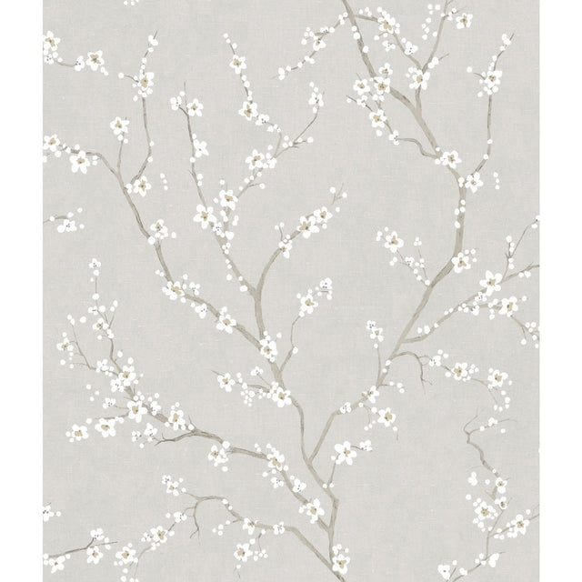 Cherry Blossom Neutral Peel & Stick Wallpaper with Botanical Floral Pattern, Traditional Style - York RMK11270WP