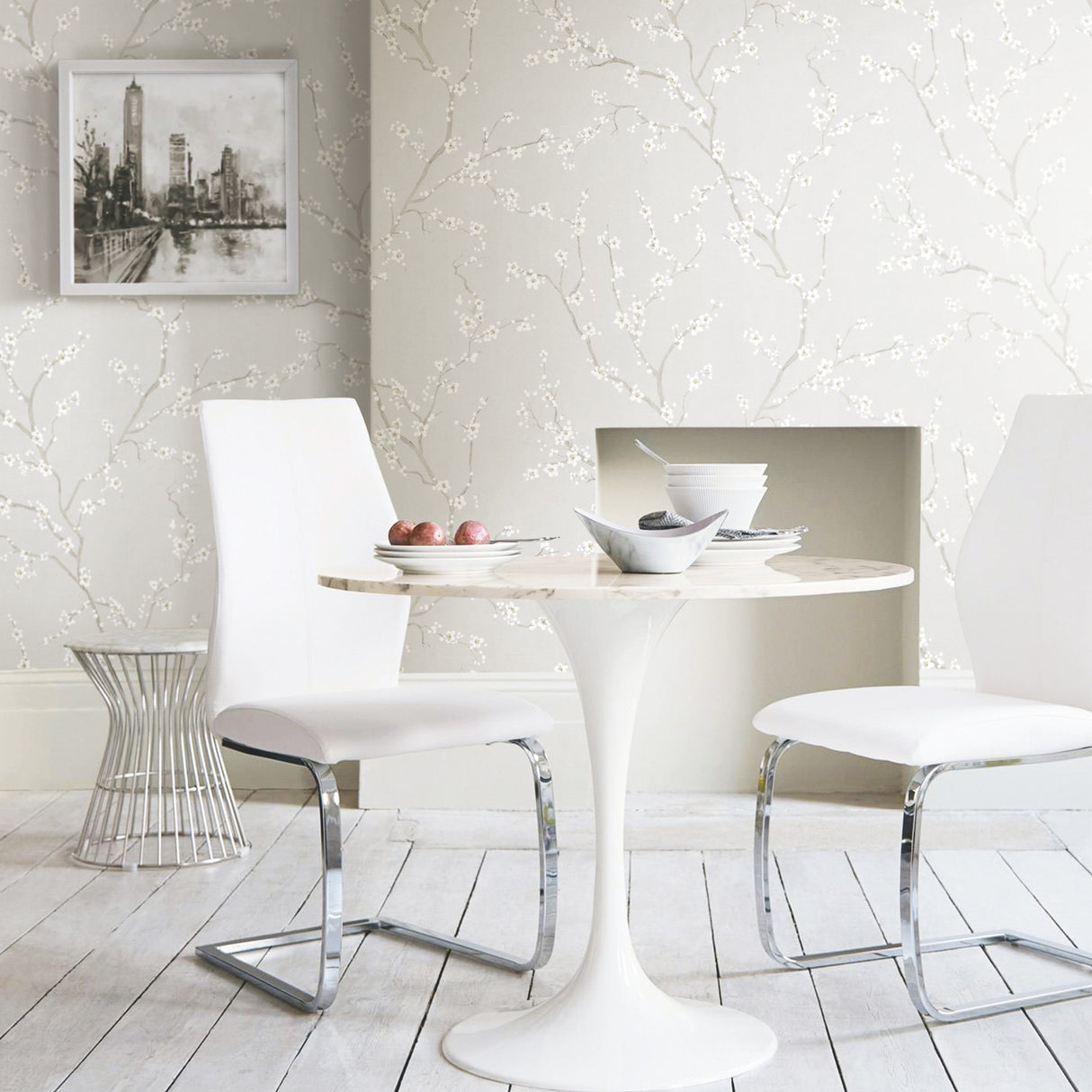 Cherry Blossom Neutral by RoomMates Traditional Botanical Floral Peel and Stick Wallpaper Roll 20.5 in x 16.5 ft - RMK11270WPZ