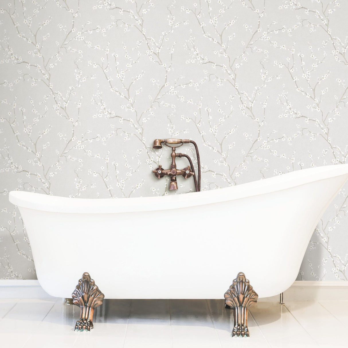Cherry Blossom Neutral Peel & Stick Wallpaper with Botanical Floral Pattern, Traditional Style - York RMK11270WP
