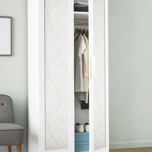 Cherry Blossom Neutral Peel & Stick Wallpaper with Botanical Floral Pattern, Traditional Style - York RMK11270WP